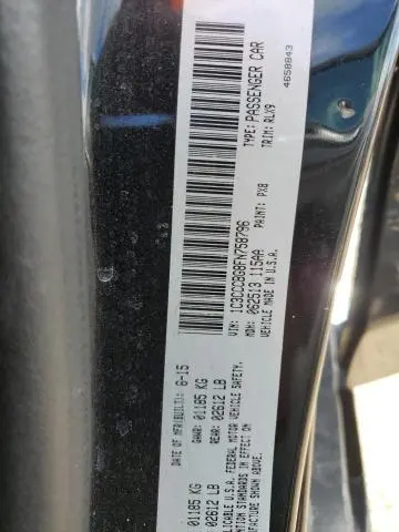 CHRYSLER 200 2015 VIN 1C3CCCBG8FN758796
