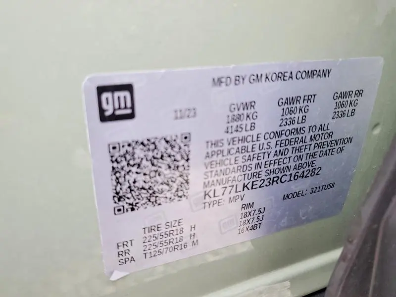 CHEVROLET TRAX 2024 VIN KL77LKE23RC164282