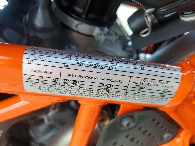 KTM MOTORCYCLE 2019