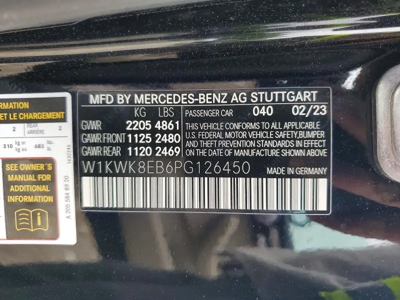 MERCEDES-BENZ C-CLASS 2023 VIN W1KWK8EB6PG126450