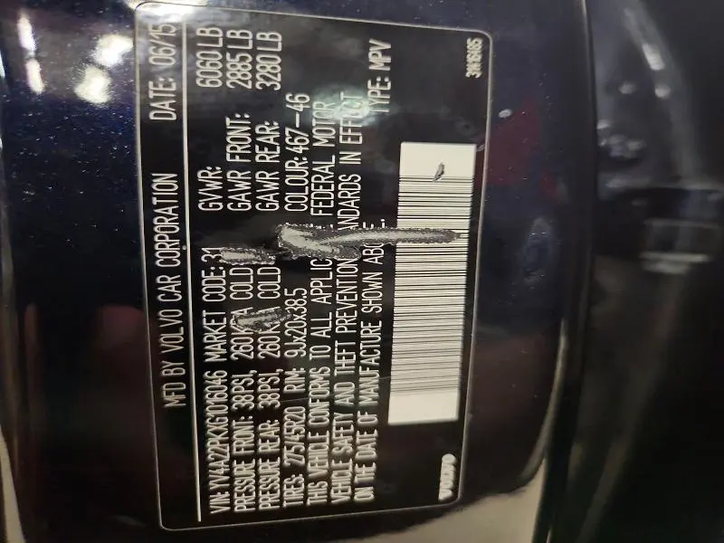 VOLVO XC90 2016 VIN YV4A22PKXG1016046