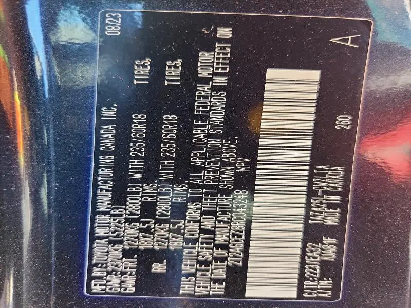 LEXUS NX 2024 VIN 2T2AGCEZ8RC043248