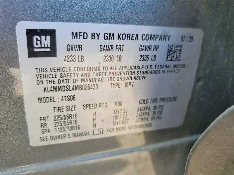 BUICK ENCORE 2021 VIN KL4MMDSL4MB036430