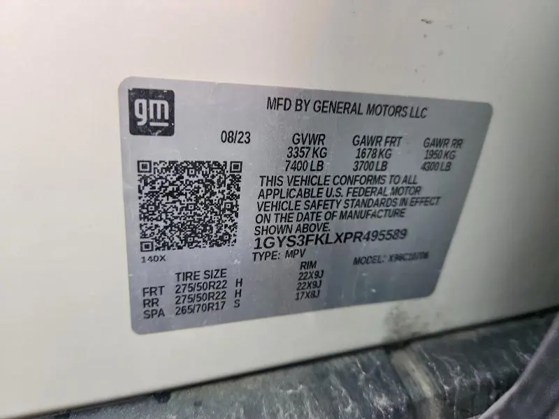 CADILLAC ESCALADE 2023 VIN 1GYS3FKLXPR495589