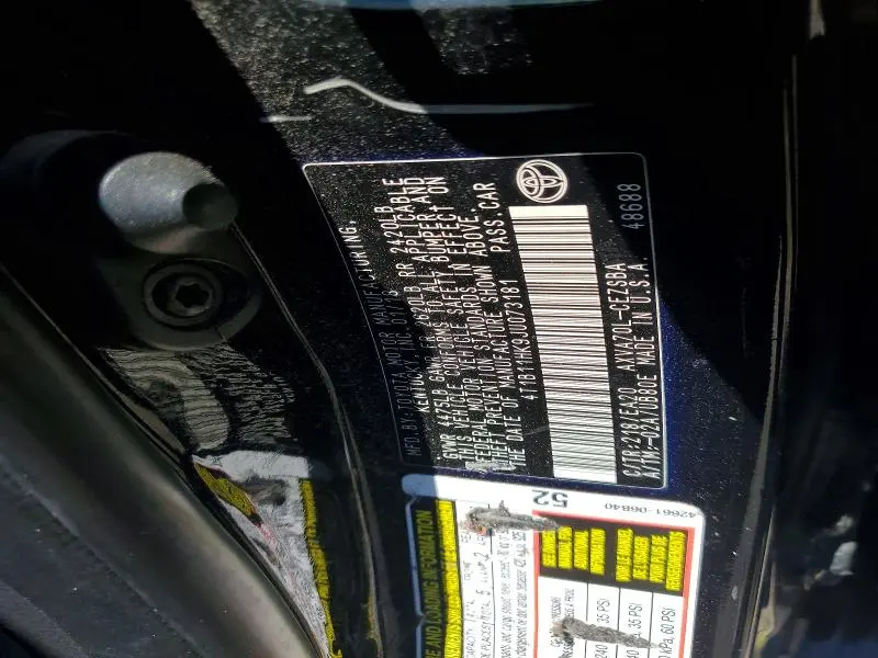 TOYOTA CAMRY 2018 VIN 4T1B11HK9JU073181