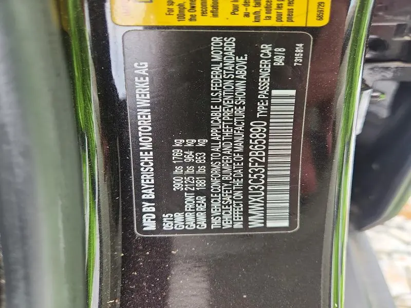MINI COOPER 2015 VIN WMWXU3C53F2B65890