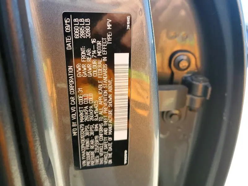 VOLVO XC90 2016 VIN YV4A22PK0G1032479