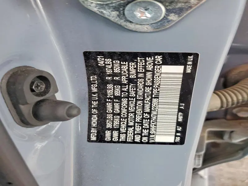 HONDA CIVIC 2021 VIN SHHFK7H47MU225686
