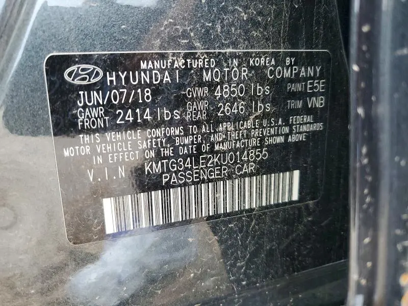 GENESIS G70 2019 VIN KMTG34LE2KU014855