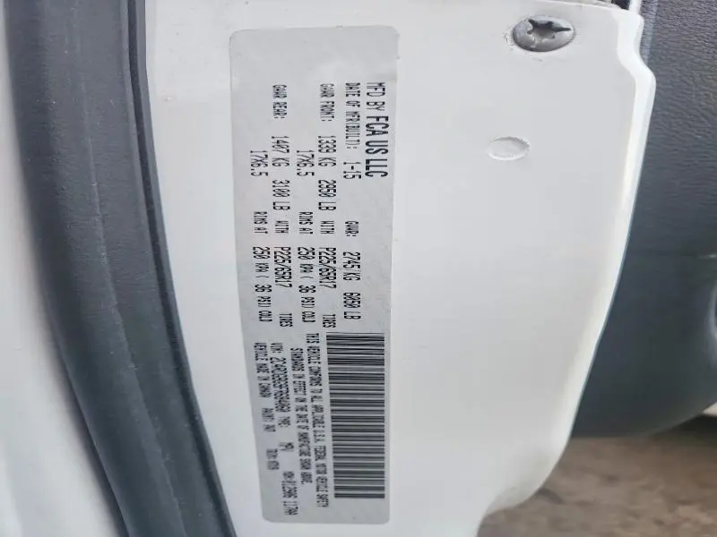 DODGE CARAVAN 2015 VIN 2C4RDGBG9FR684060