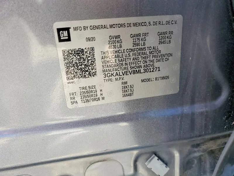 GMC TERRAIN 2021 VIN 3GKALVEV8ML301271